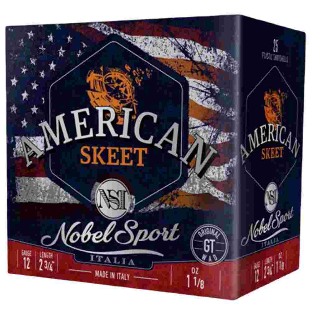 Nobel Sport Target American Trap Shotshells 12ga 2-3/4" 1-1/8oz 1200fps #9 25/ct