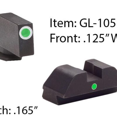 Ameriglo Tritium i-Dot Night Sight Set for Select Glocks - Front Tritium - Green / Front Outline - White / Rear Style - Green Square Notch
