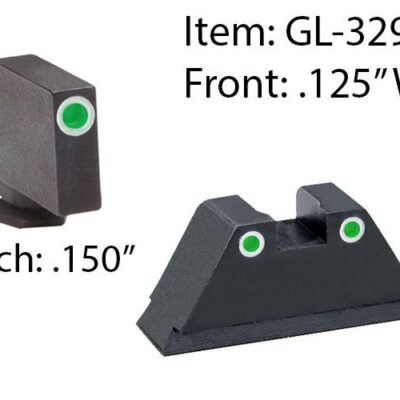 Amerigo Custom Combination Tall Suppressor Height Set - All Glock Models Except 42 43 / Front Tritium - Green / Front Outline -White / Rear Tritium -