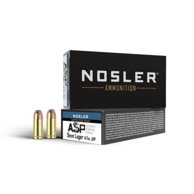 Nosler ASP Suppressor Ready Handgun Ammunition 9mm Luger 147gr JHP 950 fps 50/ct