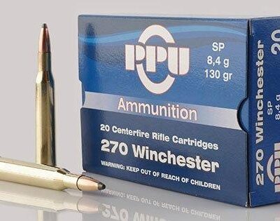PPU Rifle Ammunition .270 Win 130 gr SP 3060 fps 20/ct