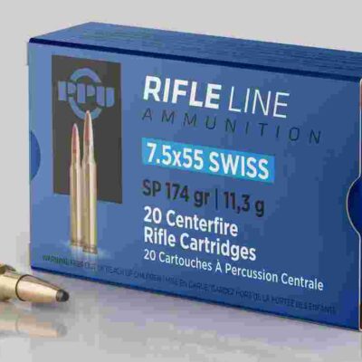 PPU Rifle Ammunition 7.5x55mm Swiss 174 gr SP 2525 fps - 20/ct