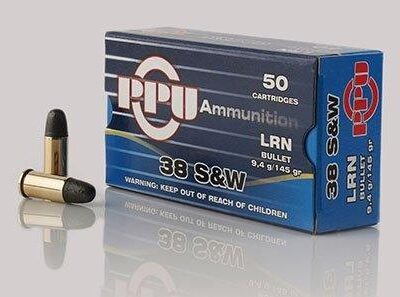 PPU Handgun Ammunition .38 S&W 145 gr LRN 689 fps 50/ct