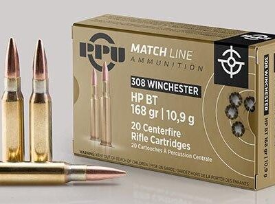 PPU Match Rifle Ammunition .308 Win Match 168 gr HPBT 2610 fps 20/ct