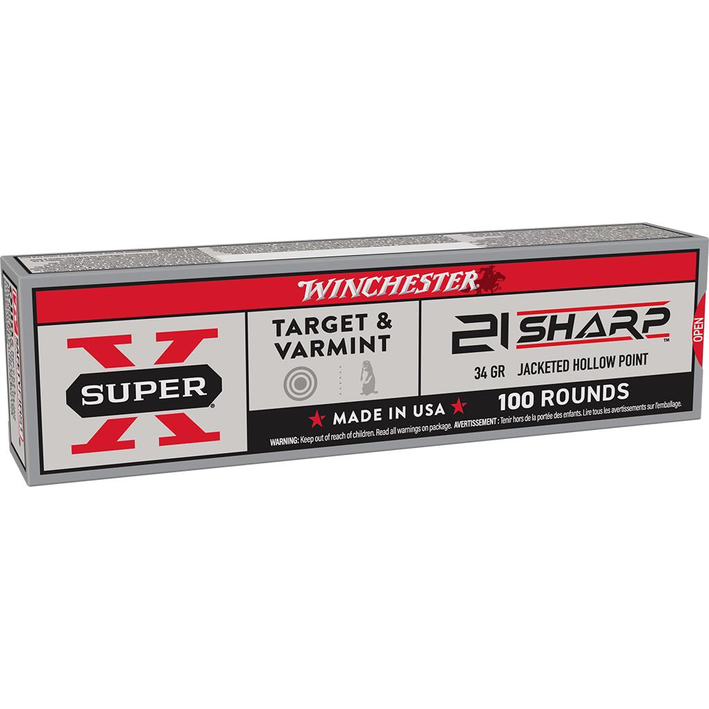 Winchester Game & Target Rimfire Ammunition 21 Sharp 34gr JHP 1500fps 100/ct