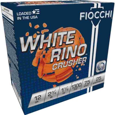 Fiocchi White Rino Crusher Shotshells 12ga 2-3/4" 1-1/8oz 1300 fps #7.5 25/ct