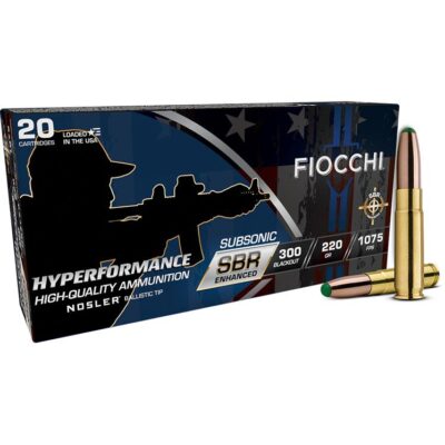 Fiocchi Hyperformance SBR Nosler BT Ammunition .300 Blackout 220gr PT 1075 fps 20/ct