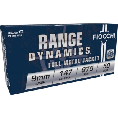Fiocchi Pistol Shooting Dynamics Handgun Ammunition 9mm Luger 147 gr FMJ 1000 fps 50/rd