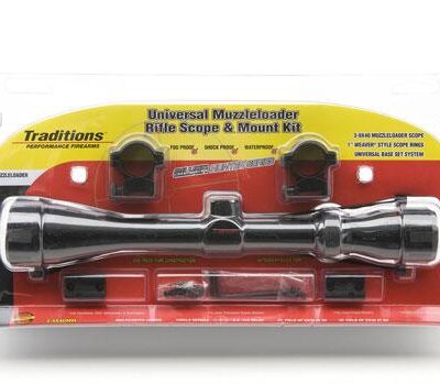Traditions Muzzleloader Rifle Scope and Mount Kit 3-9x40 Matte Scope Medium Rings and Two-Piece Base A1171