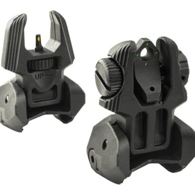 Meprolight Mepro FRBS - Self Illuminated Flip Polymer Black Back-up Rifle Sights 4 Dot Rear/Green Hyper Bright Front