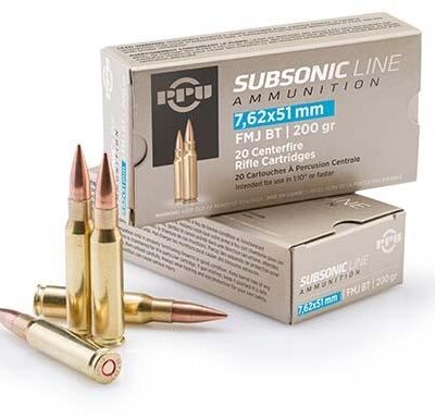PPU Subsonic Rifle Ammunition 7.62x51mm 200 gr FMJBT 1050 fps 20/ct